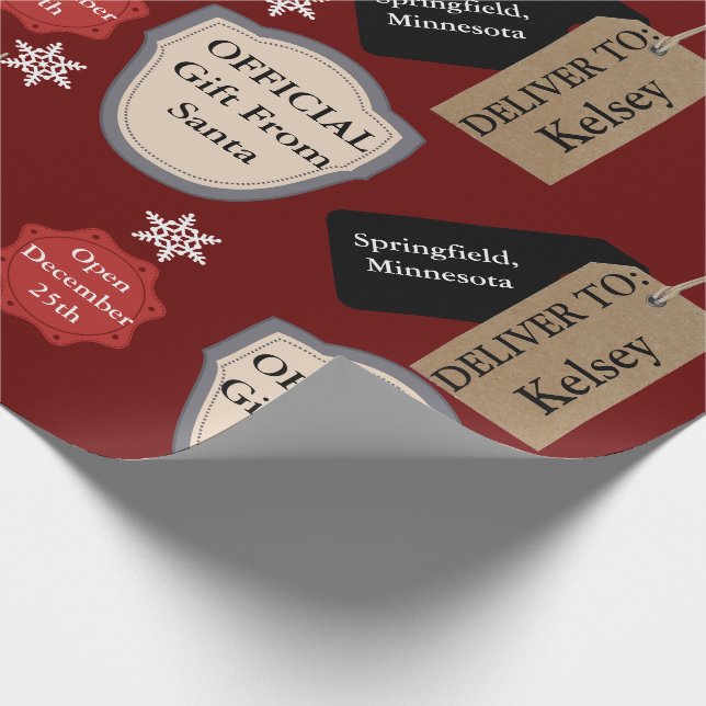 Papel De Presente Papais noeis Oficiais de Nome e Localização Person (Ponta)