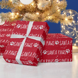 Papel De Presente Papais noeis Patas de Natal em Vermelho