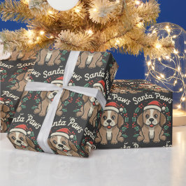 Papel De Presente Papais noeis Paws Natal Wrap