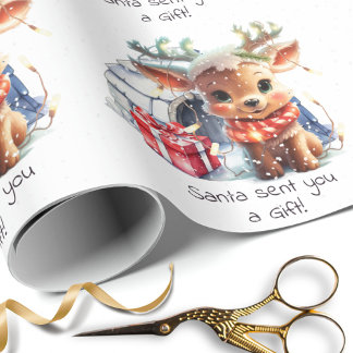 Papel De Presente Papais noeis Personalizados Bonitos Reindeer Crian
