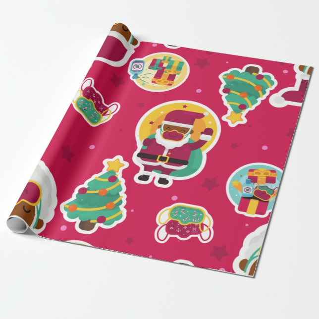 Papel De Presente papais noeis pretos de máscara de espuma (Desenrolado)