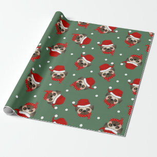 Papel De Presente Papais noeis Pug Natal Padrão