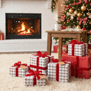 Papel De Presente Papais noeis Retro Alegria