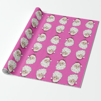 Papel De Presente Papais noeis Rosa Quente