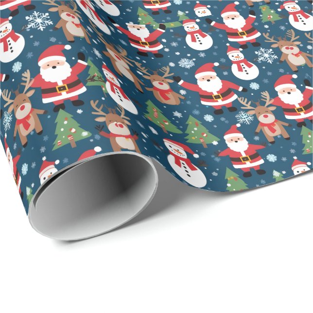 Papel De Presente Papais noeis, Rudolph, Neves e Árvores de Natal (Ponta do rolo)