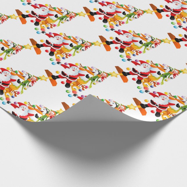 Papel De Presente Papais noeis, Rudolph, Snowman e Elf (Ponta)