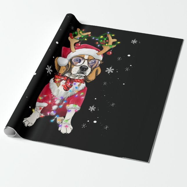 Papel De Presente Papais noeis Sapos Beagle Dons de Natal (Desenrolado)