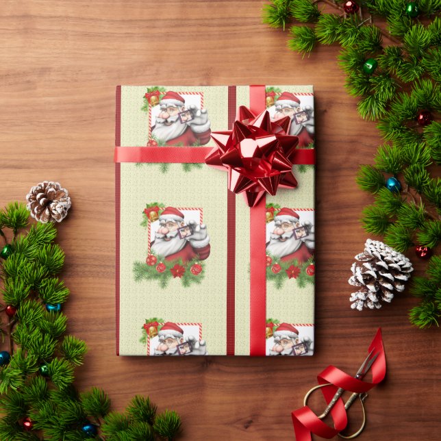 Papel De Presente Papais noeis Selfie Holiday Gift Wraping Paper (Presente de Natal)