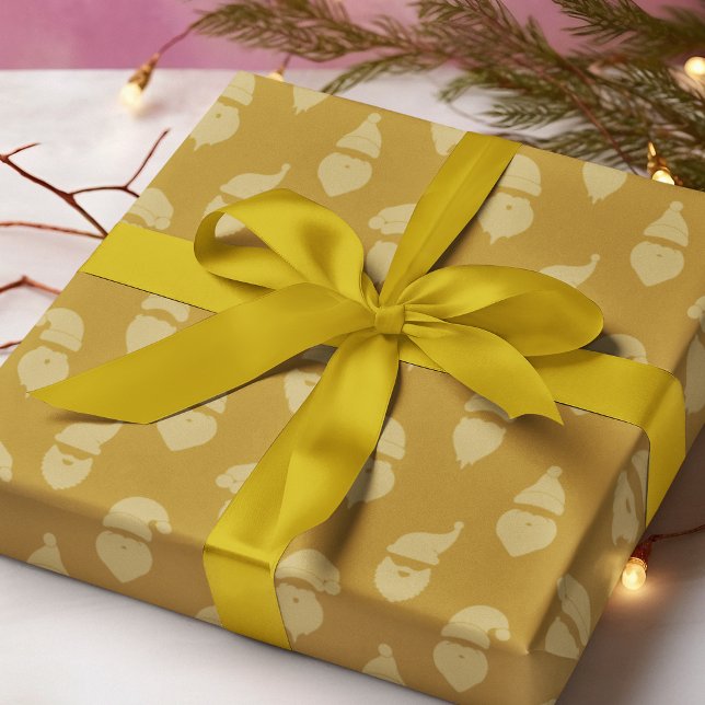 Papel De Presente Papais noeis Silhouette Modern Monotone Dourado Na (Criador carregado)