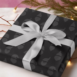 Papel De Presente Papais noeis Silhouette Modern Monotone Natal Negr