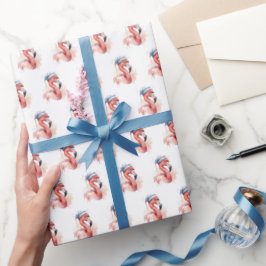 Papel De Presente Papais noeis Snowbird Flamingo