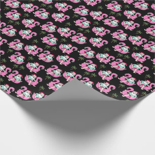 Papel De Presente Papais noeis tropicais Flamingo Float Black