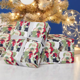 Papel De Presente Papais noeis Vintage e Coelhos Coelhinhos, Present