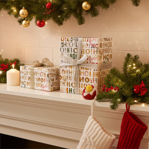 Papel De Presente Papais noeis Xmas Coloridos Brilhantes Saudações H