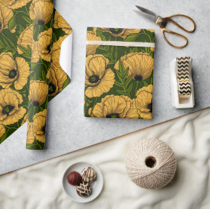 Papel De Presente Papanicolau amarelo em verde escuro