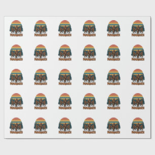 Papel De Presente Papasquatch Bigfoot Desenho Vetorial Vintage Pôr d