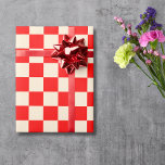 Papel De Presente Papaya e Red Checkboard Vintage<br><div class="desc">Papaya e Red Checkered Checkerboard Papel de mola de vinheta</div>