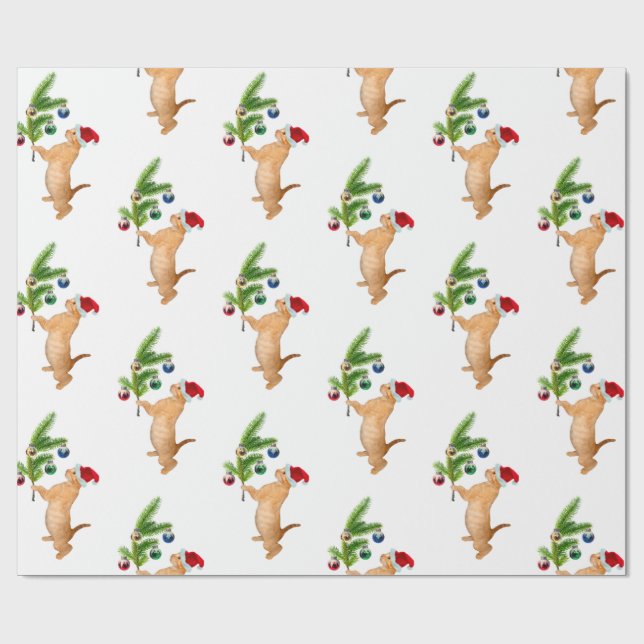 Papel De Presente Papel alaranjado do Natal do gatinho (Aberto)