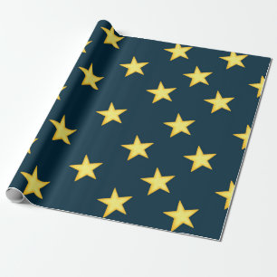 Papel De Presente Papel Azul Escuro de Molho Noturno Estrelado