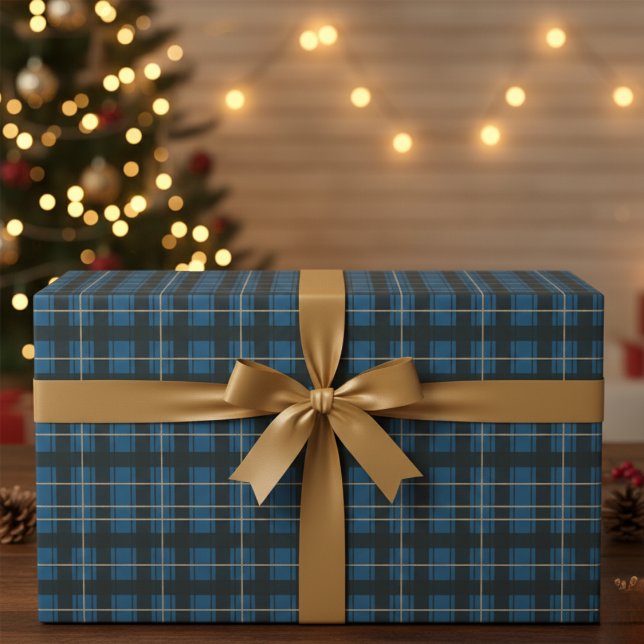 Papel De Presente Papel Azul-Tartan Ártico (Arctic Blue Tartan Wrapping Paper)
