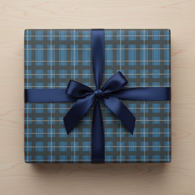 Papel De Presente Papel Azul-Tartan Ártico (Arctic Blue Tartan Wrapping Paper)