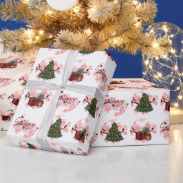 Papel De Presente Papel branco de embrulhamento de Natal