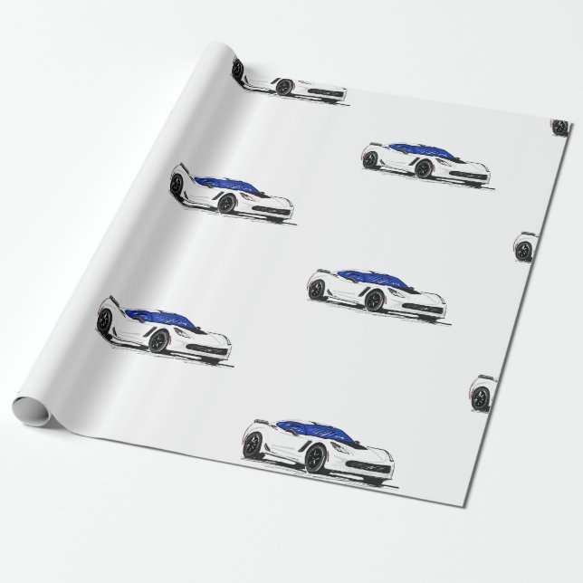 Papel De Presente Papel branco de enrolamento de corvetas C7 (Desenrolado)