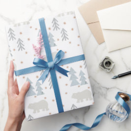 Papel De Presente Papel branco de enrolamento de padrão de árvore do