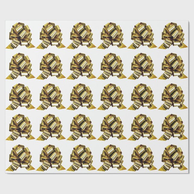 Papel De Presente Papel branco de enrolamento do Arco Dourado (Aberto)