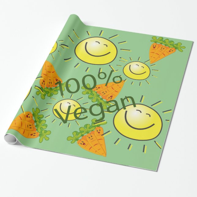 Papel De Presente Papel Brilhante, Cenouras Sun 100% Vegan (Desenrolado)