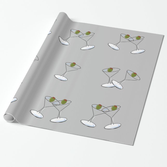 Papel De Presente Papel Brilhante, Cinza de Óculos Martini (Desenrolado)