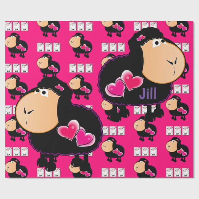 Papel De Presente Papel Brilhante, Corações Rosa Ovinos (Aberto)