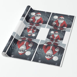 Papel De Presente Papel Brilhante de Moldagem Dark Santa Claus