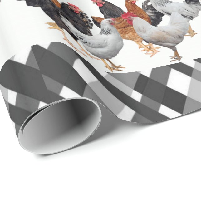 Papel De Presente Papel Brilhante Enrolador Brilhante Xadrez Preta (Ponta do rolo)