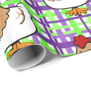 Papel De Presente Papel Brilhante Papel Picado Xadrez amarela púrpur