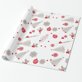 Papel De Presente Papel brilhante para moldagem de Natal vermelho e