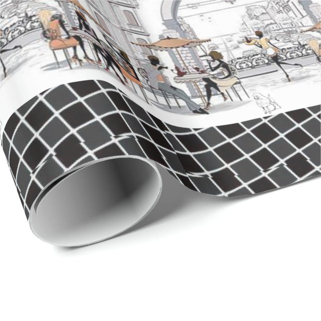 Papel De Presente Papel Brilhante Paris França (Ponta do rolo)