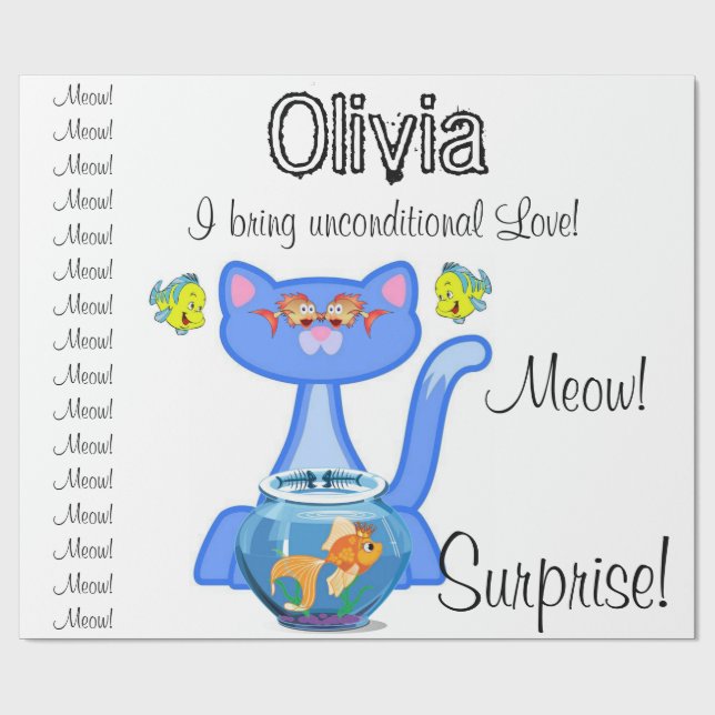 Papel De Presente Papel Brilhante, Surpresa de Gatos Felinos (Aberto)