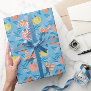 Papel De Presente Papel de Aperfeiçoamento do Padrão de Maçã Azul Pa