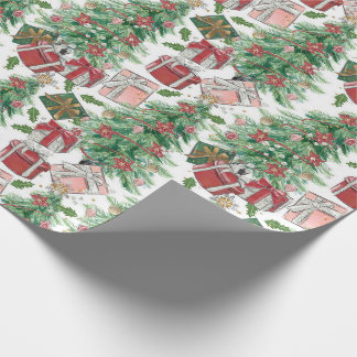 Papel De Presente Papel de árvore de Natal tradicional/clássico
