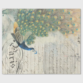 Papel De Presente Papel de Decoupage das coisas efêmeras do pavão