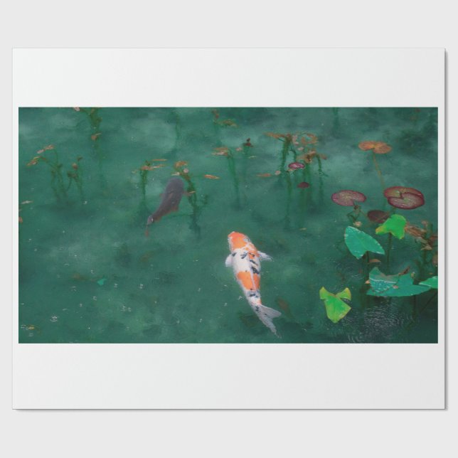 PAPEL DE PRESENTE PAPEL DE EMBALAGEM: BLOQUEIO JAPONÊS: KOI (Aberto)