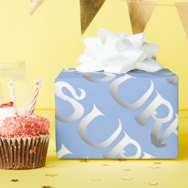 Papel De Presente Papel de embalagem brilhante inclinado azul-surf (Festa de aniversário)