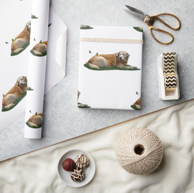 Papel De Presente Papel de Embalagem de Cães Mistos de Raça Amarela (Artesanato)