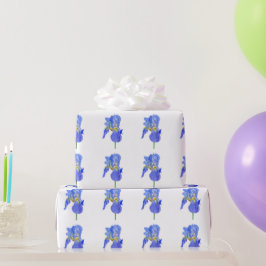 Papel De Presente Papel De Embalagem De Flor Iris Iris Azul De Aquar