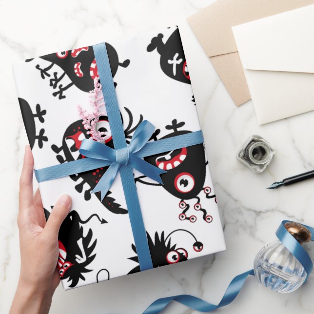 PAPEL DE PRESENTE PAPEL DE EMBALAGEM DE MONSTERS NEGROS (Presentear)