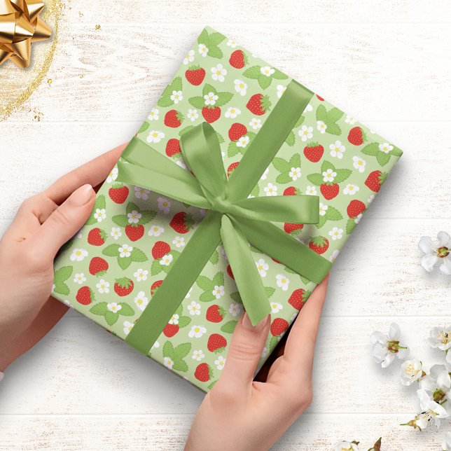 Papel De Presente Papel De Embalagem De Morangos Florais (Criador carregado)
