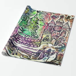 PAPEL DE PRESENTE PAPEL DE EMBALAGEM DE PRESENTE DE NATAL DESENHADO 