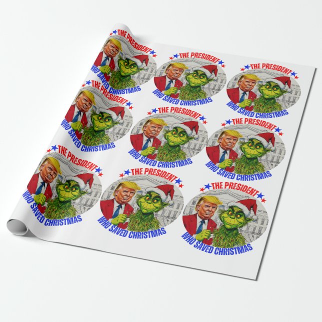 PAPEL DE PRESENTE PAPEL DE EMBALAGEM DE TRUMP-CHRISTMAS DONALD (Desenrolado)