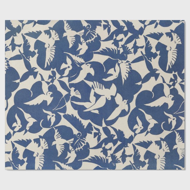 PAPEL DE PRESENTE PAPEL DE EMBALAGEM: PIGENS EM BRANCO + AZUL : 1928 (Aberto)